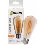 Orbus ST64 6W Filament Bulb Amber E27 540LM RA80 220 - 240V/50Hz Ampul - 2200K Sarı Işık - 1 - 10 W