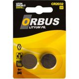 Orbus Uzun Ömürlü CR2032 Düğme Pil 3 V 2'li Paket Yüksek Performanslı Ekonomik Kullanım