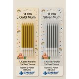 Orca Süs 1 PAKET 11 cm Çubuk Mum Gold + 1 PAKET 11 cm Çubuk Mum Silver, 2 PAKET halinde 12 ADET Pasta Mumu