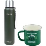 Orcamp Çelik Termos 1 Lt Yeşil OUT-5050+EMAYE Adventure 330 ml Kupa OUT-1900 Yeşil ORC-068-B-Y1
