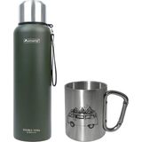 Orcamp OUT-5100 1500 ml Çelik Termos + OUT-1850 Inox Çelik Bardak