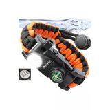 Orcamp Paracord Hayatta Kalma Bilekliği - Turuncu - Siyah