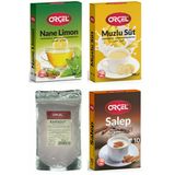 Orçel 1 Nane Limon 1 Muzlu Süt 1 Karadut 1 Salep Aromalı Içecek Tozu Oralet Çay 4Adet
