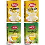 Orçel 2 Muzlu Süt + 2 Nane Limon (Mentöllü) Aromalı Içecek Tozu Oralet Çay 4X200GR. - 800 gr