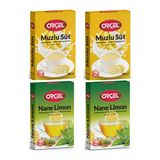 Orçel 2 Muzlu Süt + 2 Nane Limon (Mentöllü) Aromalı İçecek Tozu Oralet Çay 4X200gr.