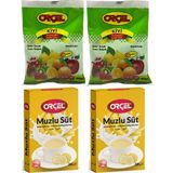 Orçel 2 Muzlusüt 200 gr + 2 Kivi 300 gr. Aromalı Içecek Tozu Oralet Çay 4 Adet - 1 kg