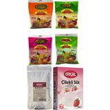 Orçel Çilekli Süt +Kivi +Karadut +Portakal +Limon +Kuşburnu Toz İçecek Seti Oralet Karışık Paket 6 Adet - 1,7 kg