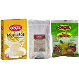 Orçel Karadut 300GR + Kivi 300GR + Muzlu Süt 200GR Aromalı Içecek Tozu Oralet Çay Set - 200 gr