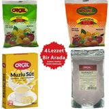 Orçel Karadut 300gr +Portakal 300gr.+ Kivi 300gr + Muzlu Süt 200gr Aromalı Içecek Tozu Oralet Çay Set - 1,1 kg