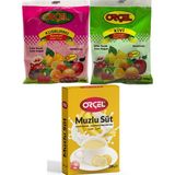 Orçel Muzlusüt 200 gr + Orçel Kivi 300 gr + Orçel Kuşburnu 300 gr Aromalı İçecek Tozu Oralet Çay - 800 gr