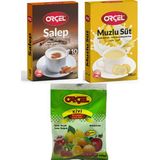 Orçel Muzlusüt 200 gr + Orçel Kivi 300 gr + Orçel Salep 200 gr Aromalı İçecek Tozu - 700 gr