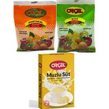 Orçel Muzlusüt 200GR. + Orçel Kivi 300GR. + Orçel Portakal 300GR. Aromalı Içecek Tozu Oralet Çay - 800 gr