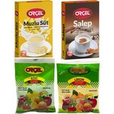 Orçel Salep 200 gr + Muzlu Süt 200 gr + Kivi 300 gr + Limon 300 gr Aromalı İçecek Tozu Oralet Çay