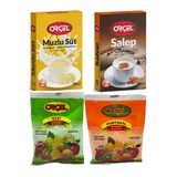 Orçel Salep 200Gr. + Muzlu Süt 200Gr. + Kivi 300Gr. + Portakal 300Gr. Aromalı İçecek Tozu Oralet Çay