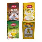 Orçel Salep+ Nane Limon+ Ihlamur + Muzlu Süt Kış Seti 4'Lü Aromalı İçecek Tozu Oralet