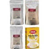 Orçel Sıcak Çikolata +Çilekli Süt +Muzlu Süt +Karadut Aromalı İçecek Tozu Oralet 4 Adet
