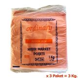 Ordinary Turuncu Market Poşeti Torbası Hışır Atlet Poşet Büyük Boy 30 x 60 CM 3 KG