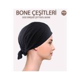 Ören Bayan Dikişsiz Düz Bone Çift Katlı Siyah
