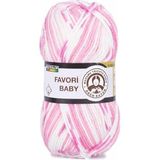 Ören Bayan Favori Baby El Örgü İpi, Pembe Beyaz Renkli, Bebek Yünü, Akrilik 652 numara