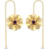 Orena Jewelry Ametist Çiçek 14 Ayar Altın Kadın Küpe - Standart