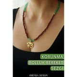 Orenda Design KORUNMA - Horusun Gözü – Yıldız Taşı – Yeşil Aventurin Doğal Taş Kolye