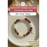 Orenda Design Rodonit, Pembe Kuvars, Dumanlı Kuvars Doğal Taş Bileklik – Şifa, Sevgi & Denge
