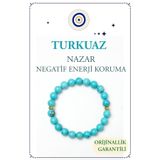 Orenda Design Turkuaz Doğal Taş Bileklik – Nazar ve Negatif Enerjiye Karşı Koruma, Stres Azaltma