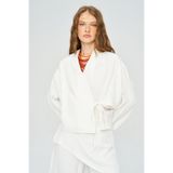 Orfeo Negro Kadın Kruvaze Yaka Bağlamalı Düz Renk Bluz