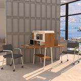 Orfis Puerta 2'li Çalışma Masası - 100 x 126 x 35 cm - Teak - Antrasit