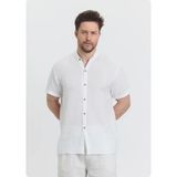 Org Marka Store Heaven 4050 Muslın Hakım Yaka Battal Kısa Kol Erkek Gomlek - Beyaz - 4XL