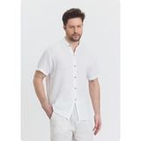 Org Marka Store Heaven 4050 Muslın Hakım Yaka Battal Kısa Kol Erkek Gomlek - Beyaz - 6XL