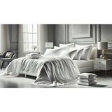 Organic %100 Pamuk Saten Düz Beyaz Çarşaf Takımı Premium King Size Battal Boy - 280x320