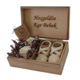 Organic Bonny Baby Kişiye Özel İsimli Yenidoğan Hediyelik Kutu Krem
