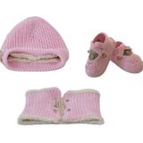 Organic Bonny Baby Kışlık Bere Atkı Patik Seti Pembe