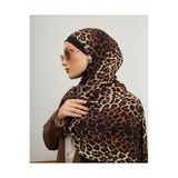 Organic Scarfs Touch Seri Jaguar Leopar Desenli Vual İpek Kadın Şal, 70x180 cm, Siyah
