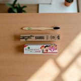 Organicadent Bambu Diş Fırçası ve Organicadent Diş Macunu - 1 adet yetişkin diş fırçası ve 1 adet bambu diş fırçası