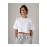 OrganicKid Basic Kadın Loose Crop Beyaz T-shirt