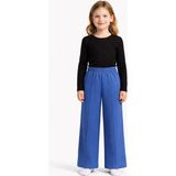 Organickid Basic Kız Çocuk Mavi Bol Paça Pantolon - 11 - 12 Yaş