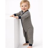 Organickid Cranberry Erkek Bebek Lacivert Çizgili Fermuarlı Tulum - 0 - 3 Ay