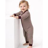 Organickid Cranberry Kız Bebek Bordo Çizgili Fermuarlı Tulum - 6 - 9 Ay