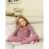 Organickid Cranberry Kız Çocuk Bordo Çizgili Pijama Takımı - 3 - 4 Yaş
