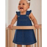 Organickid Denim Bebek Salopet Elbise - Lacivert - 0 - 3 Ay