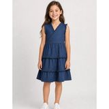 Organickid Denim Kız Çocuk Kruvaze Elbise - Lacivert - 13 - 14 Yaş
