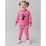 Organickid Halloween Kız Bebek Fuşya Çizgili Pijama Takımı - 0 - 3 Ay - Pembe