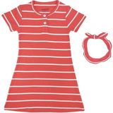 Organickid Mini Me Kız Çocuk Narçiçeği Ekru Çizgili Elbise - Turuncu - 13 - 14 Yaş