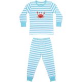 Organickid Ocean Çocuk Mavi Çizgili Pijama Takımı - 01-Mavi - 5 - 6 Yaş