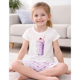 Organickid Pink Star Kız Çocuk Pembe Şortlu Pijama Takımı - 7 - 8 Yaş
