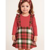 Organickid Plaid Kız Çocuk Ekose Elbise - 5 - 6 Yaş - Kırmızı