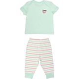 Organickid Teatime Kız Bebek Yeşil Kısa Kol Pijama Takımı - 0 - 3 Ay