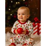Organickid Very Merry Bebek Pijama Takımı - 6 - 9 Ay - Kırmızı